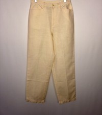 SALE Liz Claiborne Lizsport Pants Yellow Linen/Cotton Flat Front Size 10 Petite