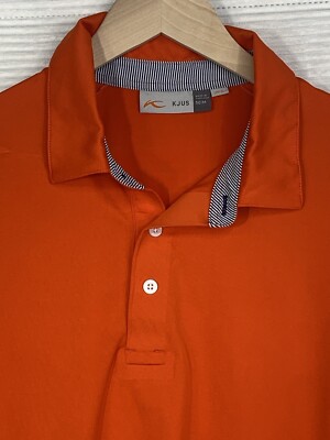 KJUS Men's Soren Solid Polo Shirt Orange Golf UPF 50+ Size 50 M