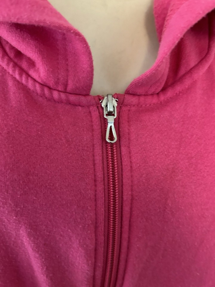 Dreams & Co. Women's Plus Size Long Hooded Fleece Sweatshirt Robe Pink