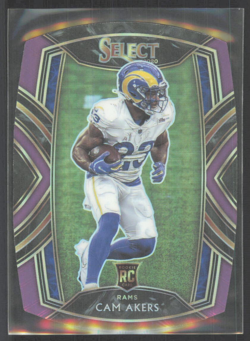 2020 Panini Select Club Level Purple Die-Cut Prizm Cam Akers Rookie #255