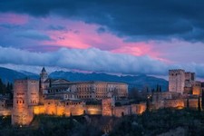 Landscape castle clouds hills trees spain sunset Custom Gaming Mat Desk