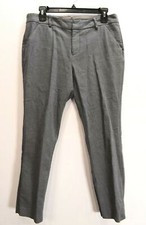 Merona Womens Gray Solid Flat Front Straight Leg Stretch Classic Dress Pants 10