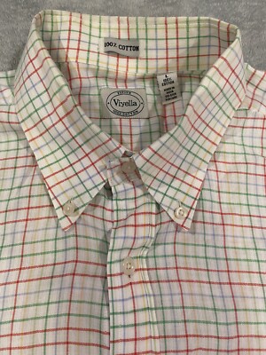Viyella shirt mens large multicoloured check short sleeve 100% cotton Zephyr