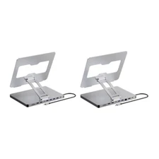 10 Port Laptop Docking Station and Folding Rising Base Holder Aluminum Stand