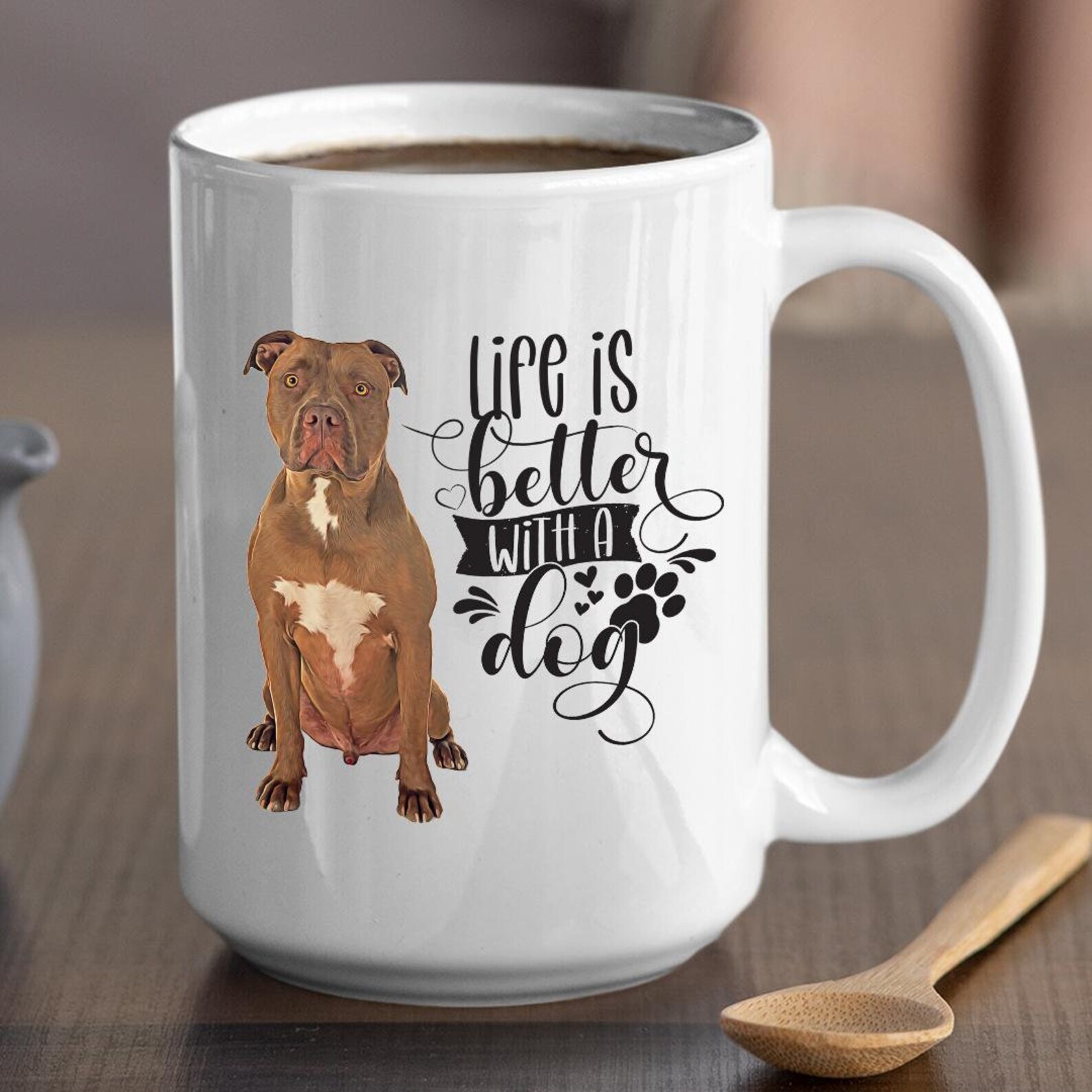 Personalized Pit Bull Coffee Mug Custom Name Or Message Ceramic Gift For Dog Lov
