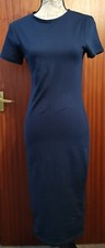 New boohoo Cap Sleeve Midnight Blue Bodycon Dress Midi Casual Party Jersey UK 12