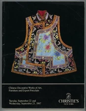 Christies Auction 1987 Chinese Decorative Art Work Furniture Porcelain Robe Jade
