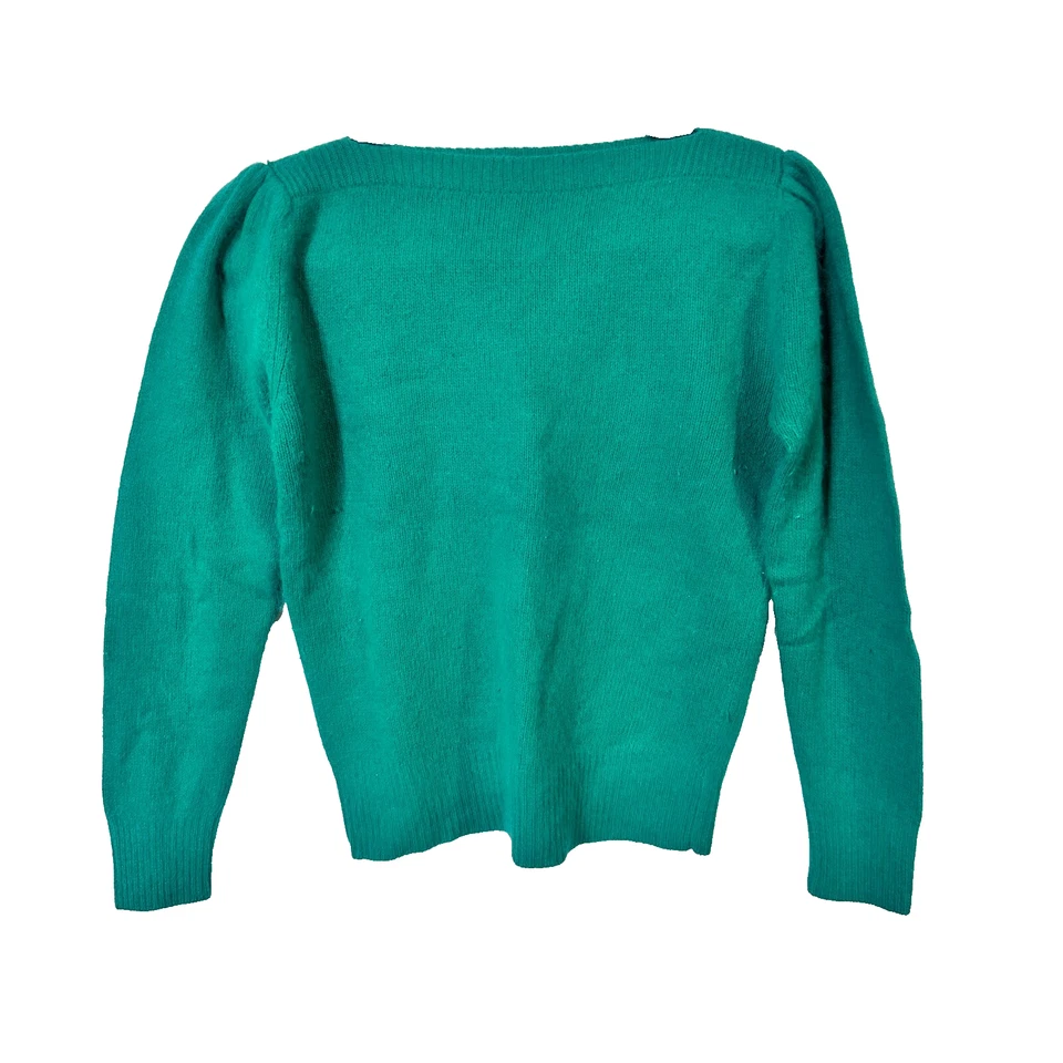 Suéter de Colección Crazy Horse Para Mujer Talla S Verde Angora Lana de Cordero Difusa Manga Larga Foto 2 de 4