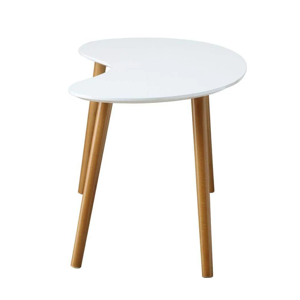 Mesa de centro Convenience Concepts 17,75" A X 47,25" L, moldura de madeira em branco/bambu - Imagem 2 de 4