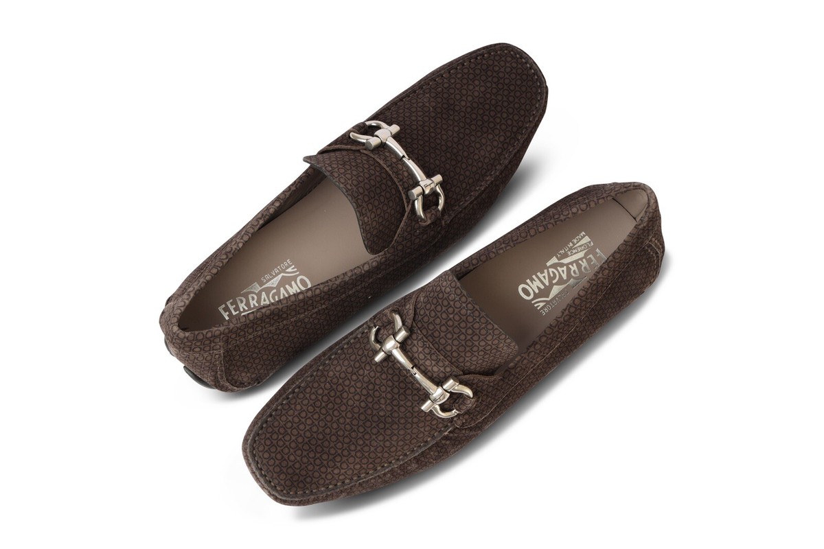 Ferragamo Driver Parigi Gancini Plaque Gray Loafer Size 9EE Men main image 4