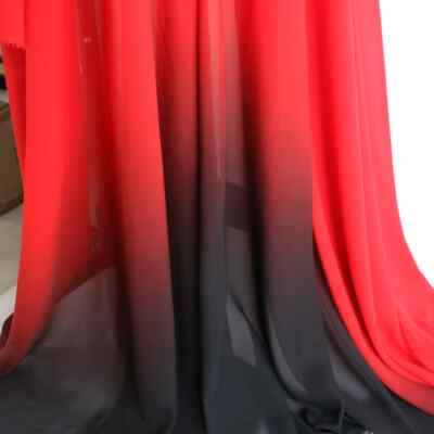 57'' Wide By Yard 100D Chiffon Black Red 2 Tone Ombre Chiffon Fabric Sewing