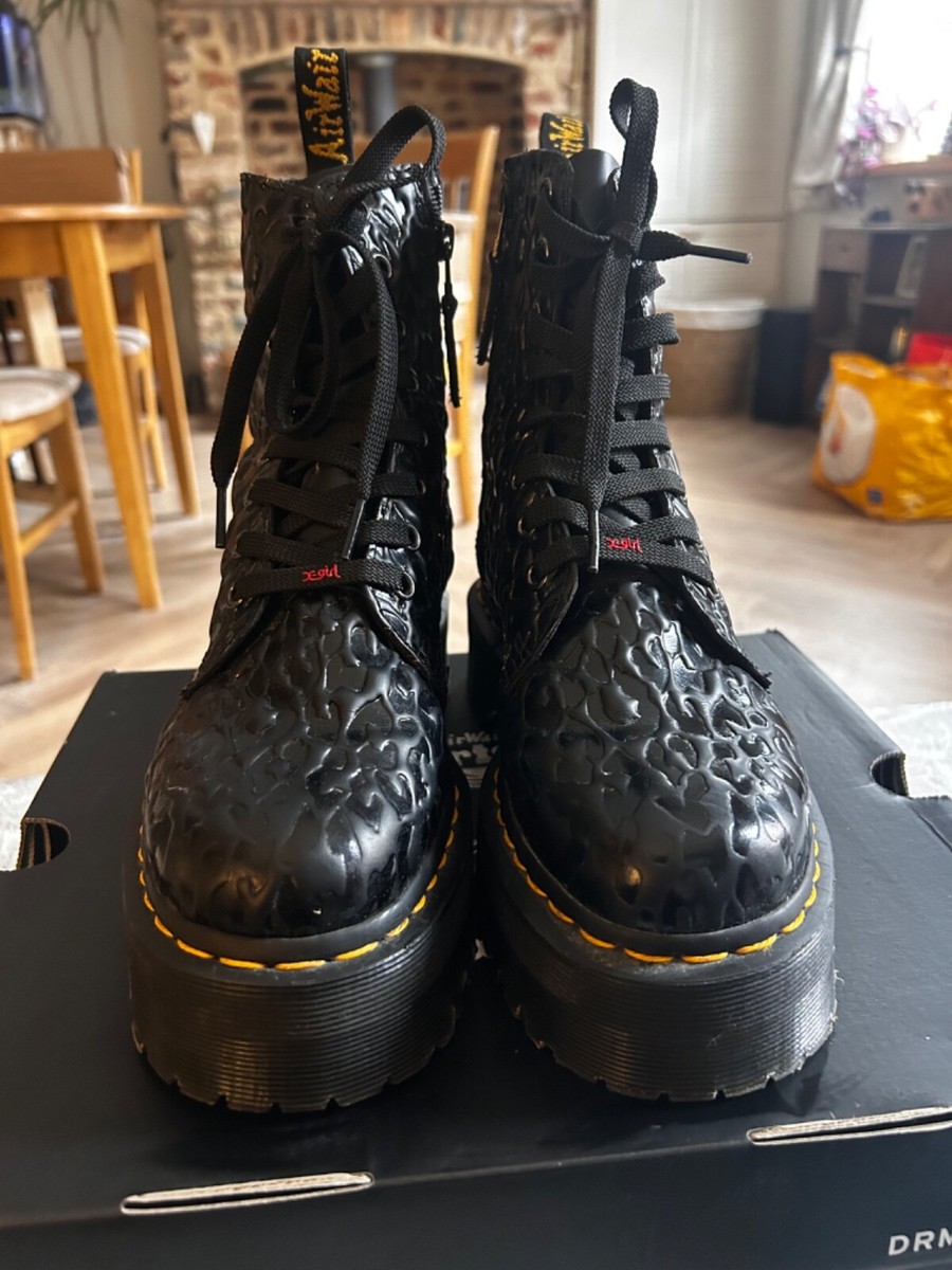 Dr Martens Jadon X-Girl Platform Leather Boots, Leopard Emboss