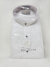 NEW M 32/34 Men's Neil Allyn White Tuxedo Shirt Wing Collar Pleated Style 877
