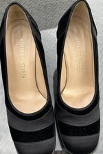Bottega Veneta Women s Vintage Handmade Black Satin Velvet Pumps Block Heel Sz 6