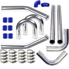 BLUE 2.5" 2.50 UNIVERSAL ALUMINUM INTERCOOLER PIPING PIPE KIT+SILICONE+CLAMP