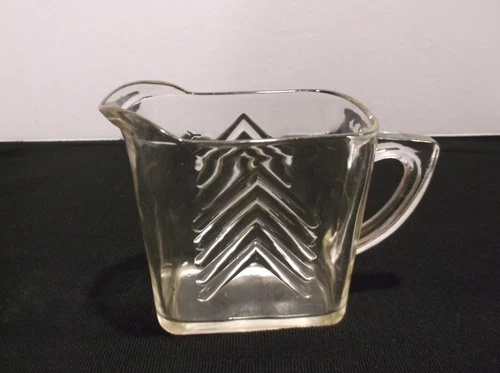 Vintage Creamer - Pitcher Hazel Clear Atlas Chevron Pattern 1930'-1940’s