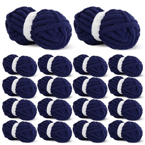 HOMBYS Navy Blue Chunky Chenille Yarn for Crocheting Bulky Thick Fluffy Yarn ...