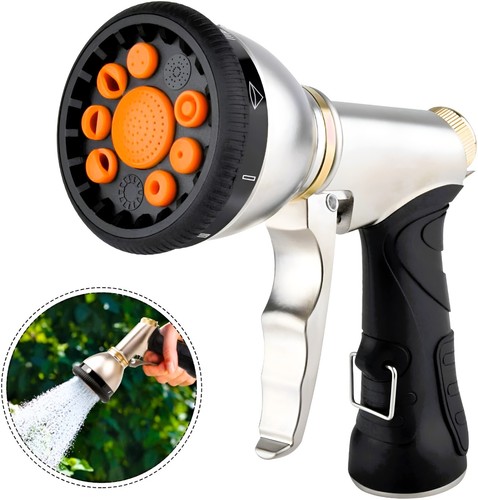 New Heavy Duty Professional Metal Nozzle 9-Patterns 3/4 Spray Gun for Water Hose - Picture 14 of 14