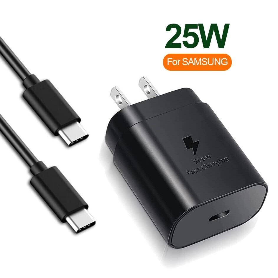 Samsung 25 Watt Super Fast Charging Charger USB Cube USB C Brick with cable