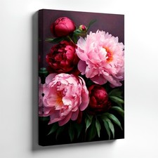Wall Art Pink Peony Flowers Floral Bouquet Botanical Home Boho Rustic Decor