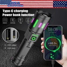 350000000 Lumen Super Bright LED Tactical Flashlight Rechargeable LED Work Light