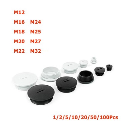 M12 - M32 Plastic Waterproof Plug Nylon Cap Plugs Thread Hole Plug Black/White