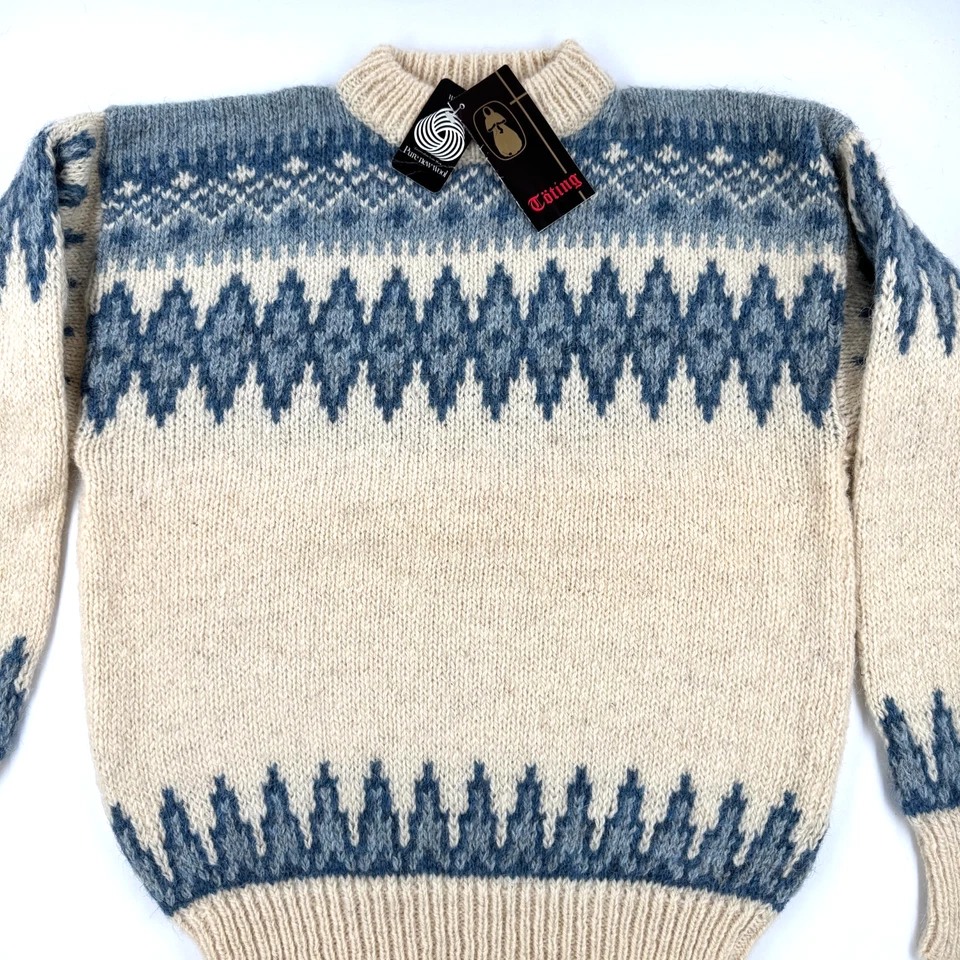 Vintage 1980s Töting Toting Faroe Islands Wool Sweater NWT Chunky Sweater - Image 3 of 4