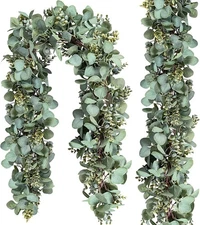 2 Pack Eucalyptus Garland Total 13.1 Ft Lush Silver Dollar Leaves Boxwood Art...