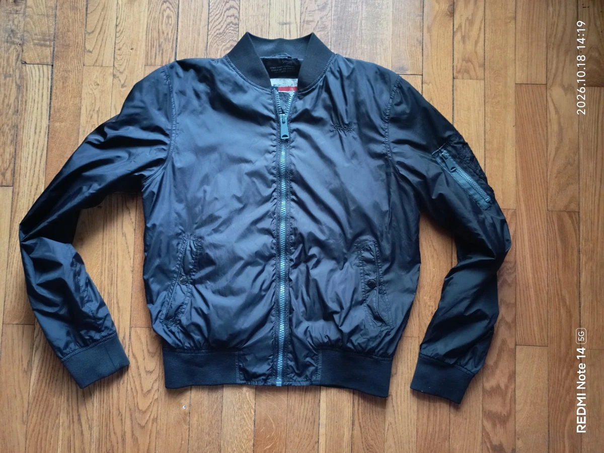 SCHOTT NYC Bomber Chaqueta Negra Ligera Hombre Talla L Tipo Ejército