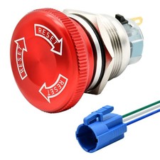 22mm Latching Emergency Stop Push Button Switch SPDT Mushroom Stianless Steel