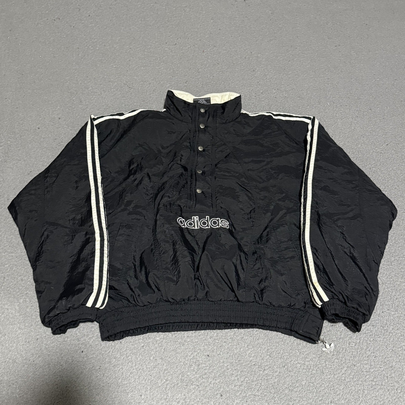 Vintage 80s 90s Adidas 3 Stripe Firebird Pullover Puffer Side Zip Jacket Size L