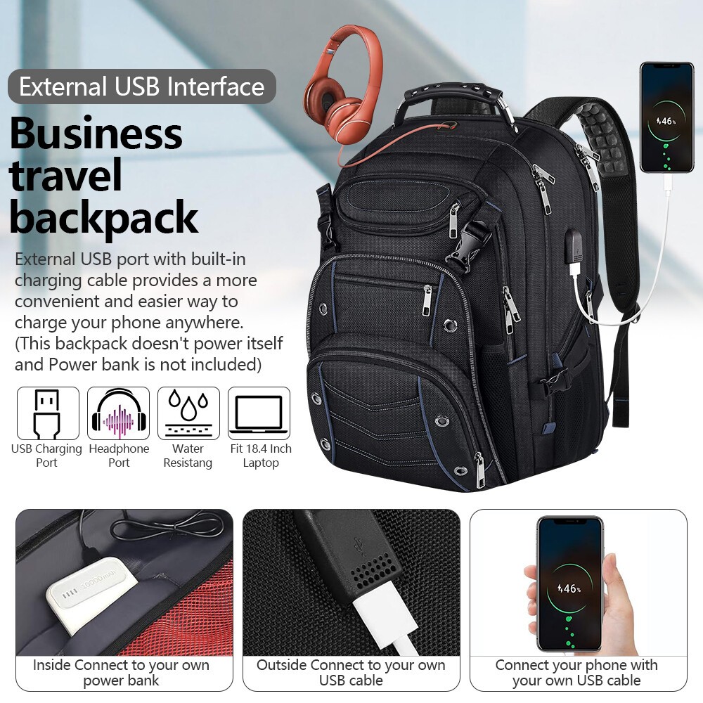 Laptop Backpack for unisex Anti-Theft Extra Large Gaming Laptops Backpack 18.4" image 10
