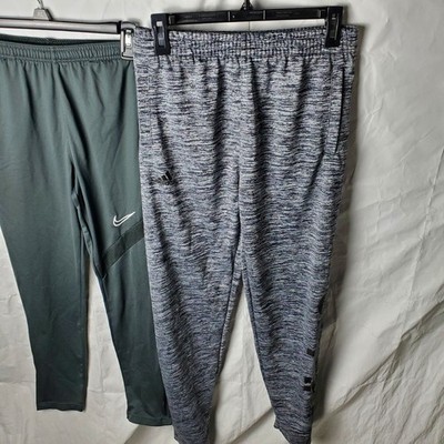 Nike Adidas Pants Boys L Gray Jogger Academy Soccer Athletic Lot Of 2