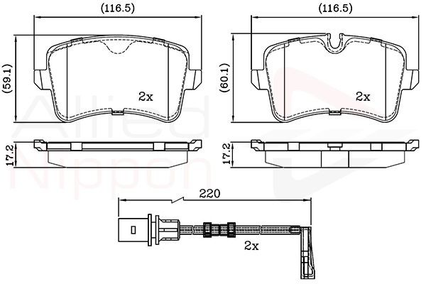Brake Pad Set For Disc Rear Fits Audi Bentley Porsche ALLIED NIPPON ADB22121