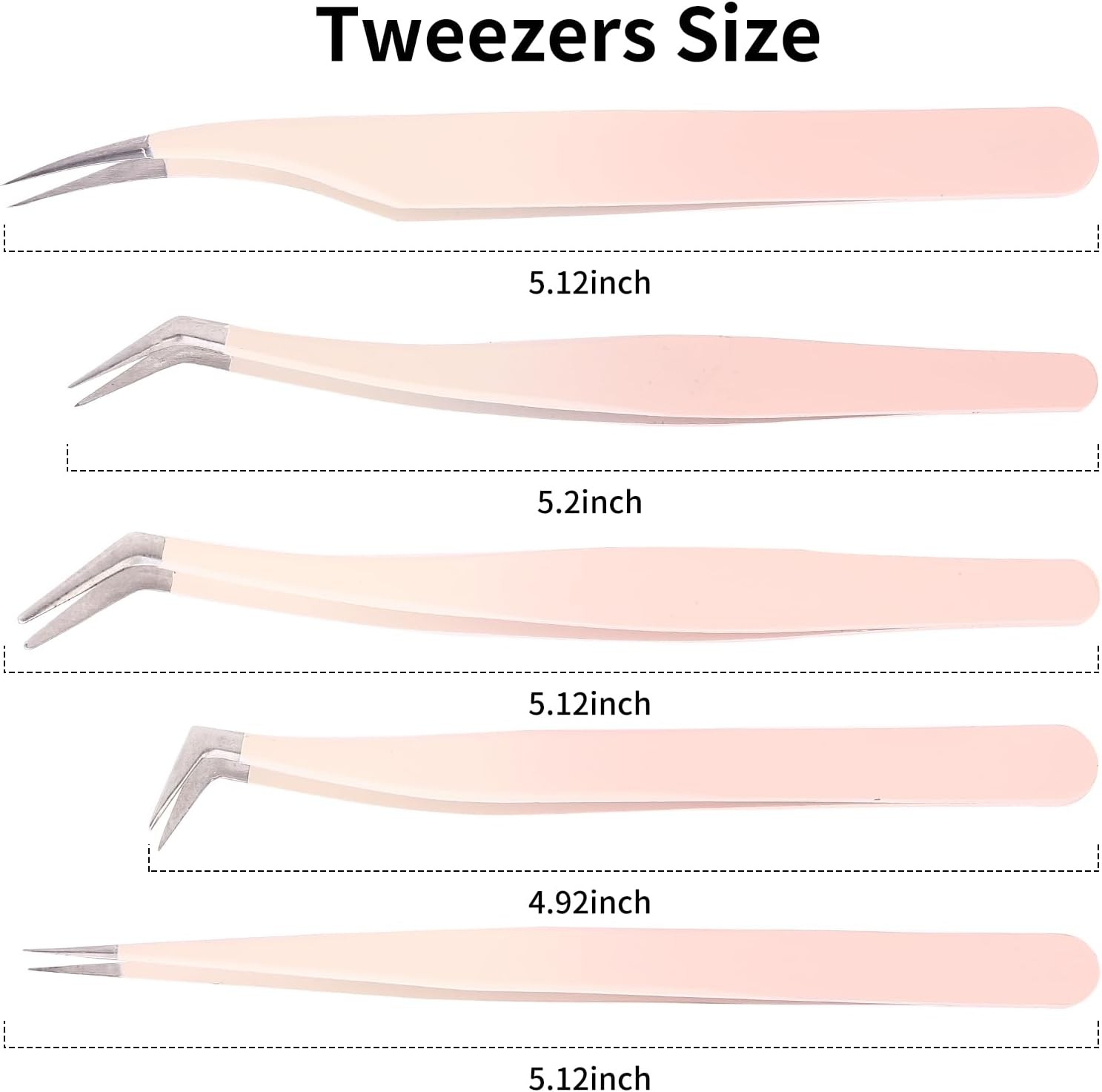 5 Pcs Lash Extension Tweezers, Lash Tweezers for Eyelash Extension, Straight and