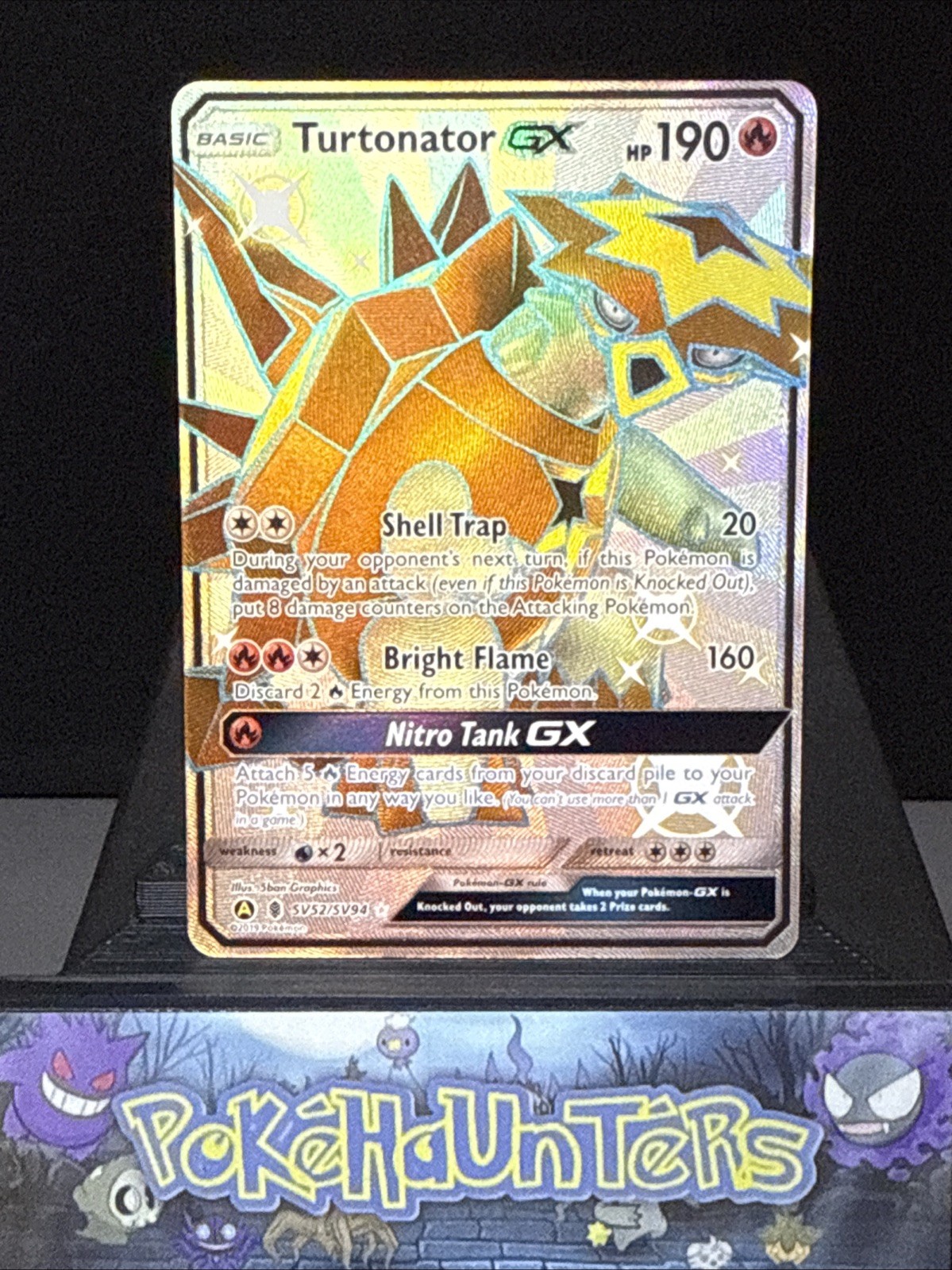Pokemon Card Turtonator GX SV52/SV94 Hidden Fates Ultra Rare Full Art Near Mint