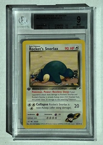 2000 Pokemon Gym Heroes 1st Edition #033 Rocket's Snorlax BGS 9