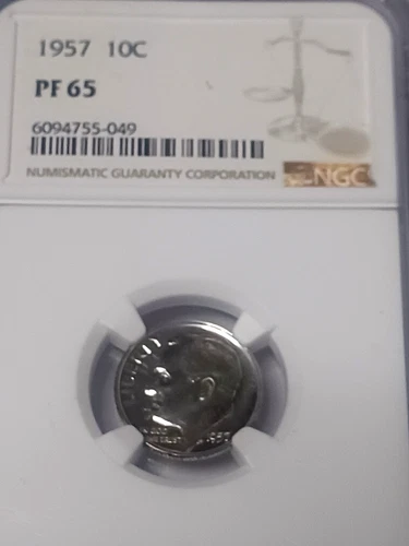 1957 PROOF ROSEVELT DIME NGC PF65