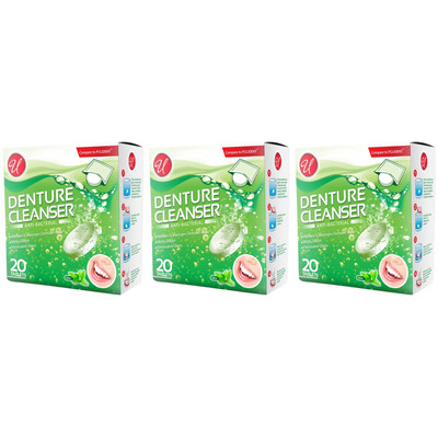 Anti-Bacterial Denture Cleanser Mint Flavored, 60 Tablets (Pack of 3)