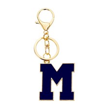 Initial Letter Keychain, Alphabet Letter A-Z Keyring, Blue M 