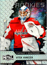 2020/21 SKYBOX METAL UNIVERSE..VITEK VANECEK..ROOKIE..SP..CARD # 108..CAPITALS. rookie card picture