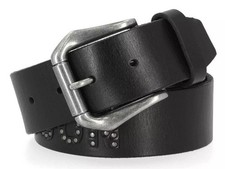 BMU008 Cintura pelle Harley Davidson nera uomo scritta cubitale borchie logo