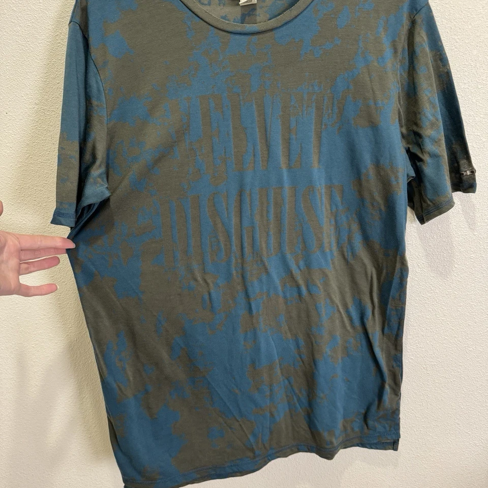 Camisa Diesel Para Hombres XL Azul Terciopelo Disfraz Burnout Manga Corta Grunge Y2K Informal Foto 3 de 4