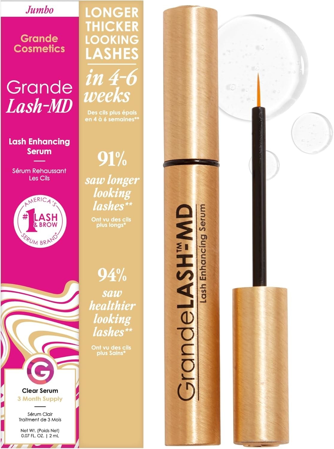 Grande Cosmetics GrandeLASH-MD Lash Enhancing Serum | Jumbo Size 4ml