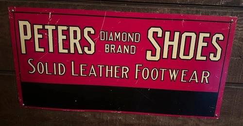 VINTAGE ADVERTISING PETERS DIAMOND SHOES  TIN   SIGN