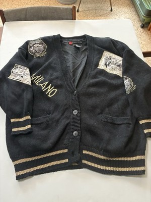 1989 IB Diffusion Vintage Graphic Cardigan Knit Sweater Paris Rome Milano London