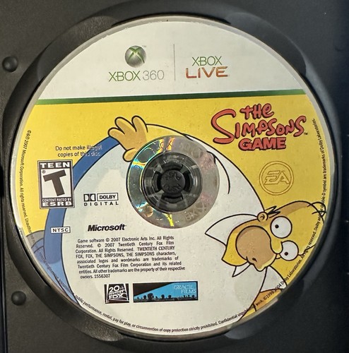 The Simpsons Game (Microsoft Xbox 360, 2007) DISC ONLY