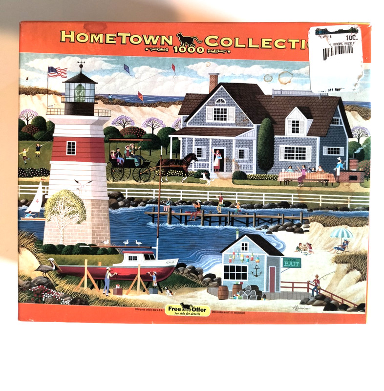 Vintage Hometown Collection 1000 pc Jigsaw Puzzle New England Lighthouse 19x27 1