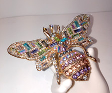 Christian Siriano Crystal Rhinestone Bumblebee Brooch ( Missing One Stone )