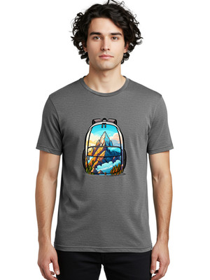 Mountain-Landscape-Backpack-2 Mens Graphic Tee, 100% Cotton, Casual Summer Wear